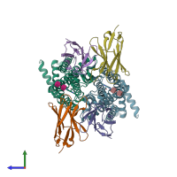 PDB entry 5njg coloured by chain, side view.