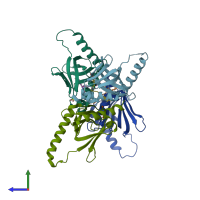 PDB entry 5njj coloured by chain, side view.