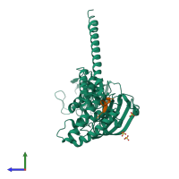 PDB entry 5njx coloured by chain, side view.