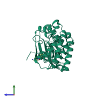 PDB entry 5nk0 coloured by chain, side view.