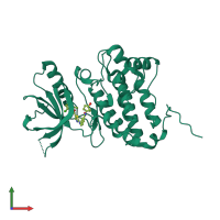 PDB entry 5nk6 coloured by chain, front view.