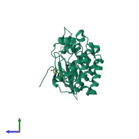 PDB entry 5nk9 coloured by chain, side view.