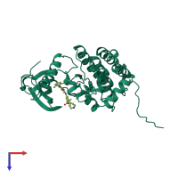 PDB entry 5nkf coloured by chain, top view.