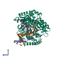 PDB entry 5nkl coloured by chain, side view.