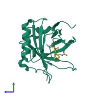 PDB entry 5nkn coloured by chain, side view.