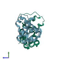 PDB entry 5nkx coloured by chain, side view.