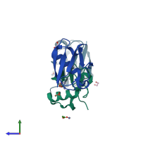 PDB entry 5nli coloured by chain, side view.