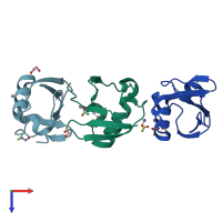 PDB entry 5nli coloured by chain, top view.