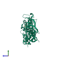 PDB entry 5nlv coloured by chain, side view.