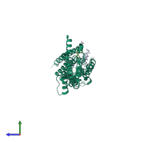 PDB entry 5nlx coloured by chain, side view.