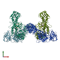 PDB entry 5nm3 coloured by chain, front view.