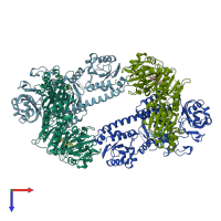 PDB entry 5nm3 coloured by chain, top view.