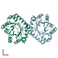 PDB 5nm8 coloured by chain and viewed from the front.