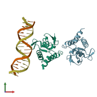 PDB entry 5nm9 coloured by chain, front view.