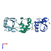 PDB entry 5nmc coloured by chain, top view.