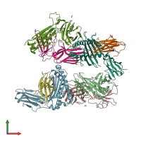 PDB entry 5nme coloured by chain, front view.