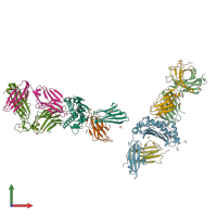 PDB entry 5nmf coloured by chain, front view.