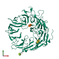 PDB entry 5nmr coloured by chain, front view.