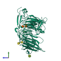 PDB entry 5nmr coloured by chain, side view.