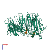 PDB entry 5nmr coloured by chain, top view.