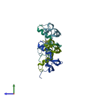 PDB entry 5nmz coloured by chain, side view.