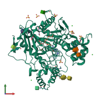 PDB entry 5nn0 coloured by chain, front view.