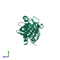 PDB entry 5nn1 coloured by chain, side view.