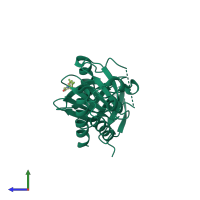 PDB 5nn2 coloured by chain and viewed from the side.