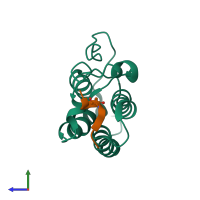 PDB entry 5nnf coloured by chain, side view.