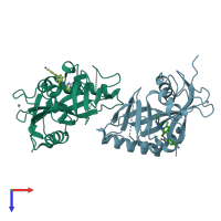 PDB entry 5nob coloured by chain, top view.