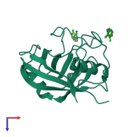 PDB entry 5noq coloured by chain, top view.