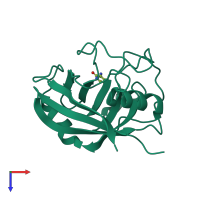 PDB entry 5nos coloured by chain, top view.