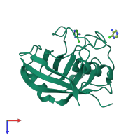 PDB entry 5not coloured by chain, top view.