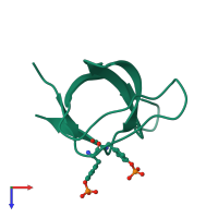 Monomeric assembly 1 of PDB entry 5np2 coloured by chemically distinct molecules, top view.