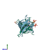 PDB entry 5np5 coloured by chain, side view.