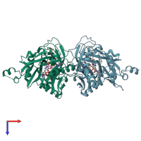 PDB 5npq coloured by chain and viewed from the top.