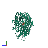 PDB entry 5nps coloured by chain, side view.