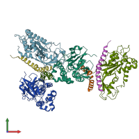 PDB entry 5npw coloured by chain, front view.