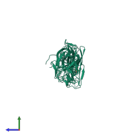 PDB entry 5npy coloured by chain, side view.