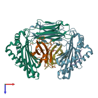 PDB entry 5nq1 coloured by chain, top view.