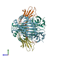 PDB entry 5nq3 coloured by chain, side view.