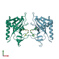 PDB entry 5nqe coloured by chain, front view.