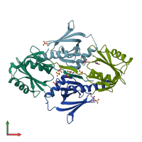 PDB entry 5nqh coloured by chain, front view.