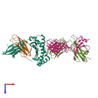 PDB entry 5nqk coloured by chain, top view.