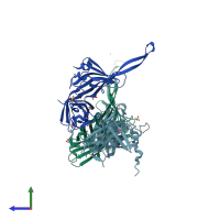 PDB entry 5nqp coloured by chain, side view.