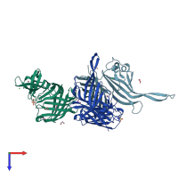 PDB entry 5nqp coloured by chain, top view.