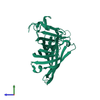 PDB entry 5nqy coloured by chain, side view.