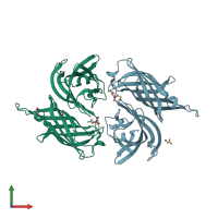 PDB entry 5nqz coloured by chain, front view.