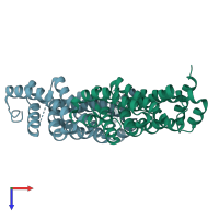 PDB entry 5nr4 coloured by chain, top view.