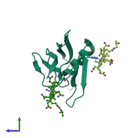 PDB entry 5nrp coloured by chain, side view.